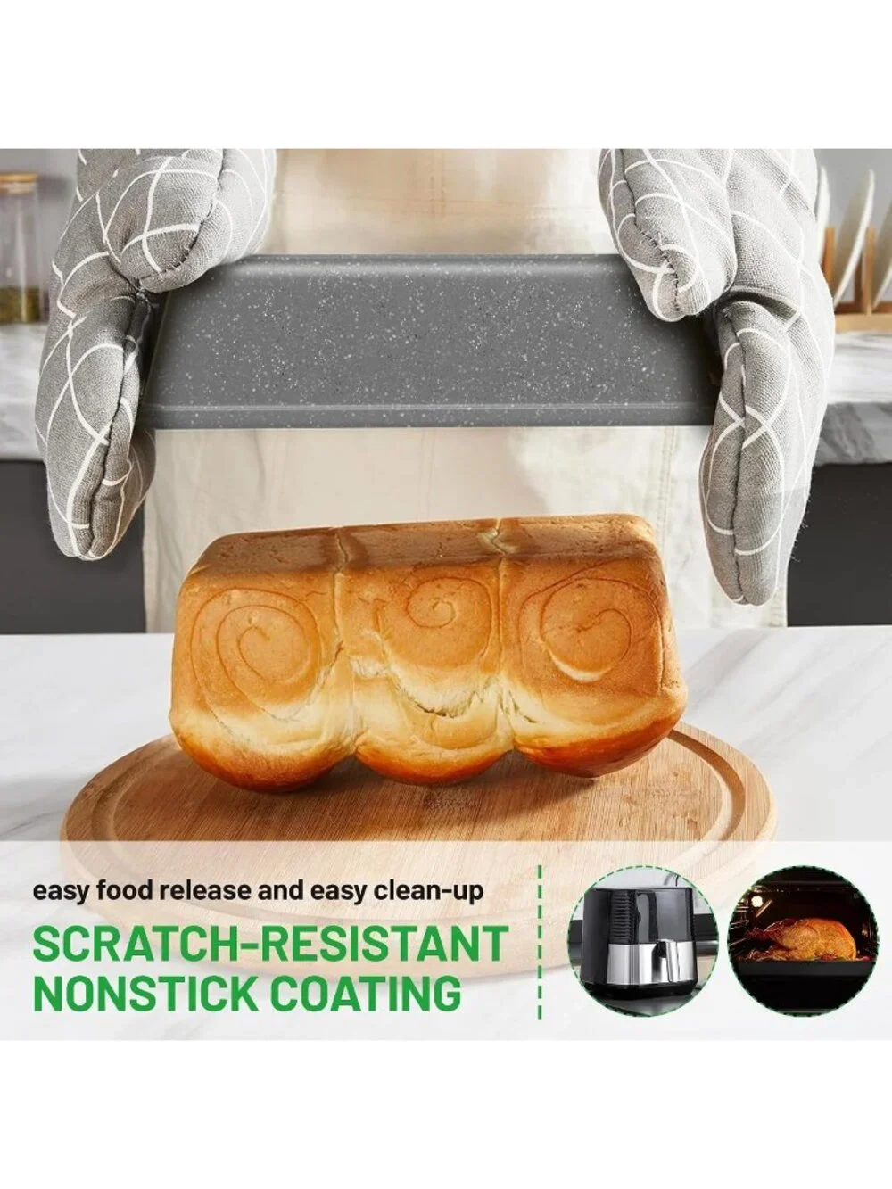 5-Piece Gray Baking Sheet Set Including Round/Square Cake Pan Baking Pans Set